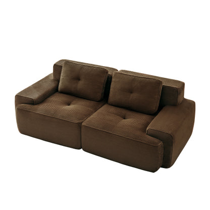 82 inch  Brown Corduroy L-Shape Modular Sectional Sofa, No Assembly Required