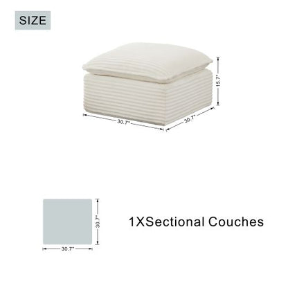 Square Vacuum Compressed Ottoman, No-Assembly High Density Foam Foot Stool, Fire Resistant Fabric for Small Apartment