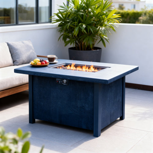 44" W x 25" H Outdoor Patio Propane Gas Fire Pit Table - 50,000 BTU High-temperature-resistant carving process for environmentally friendly materials with the effect of charcoal grain