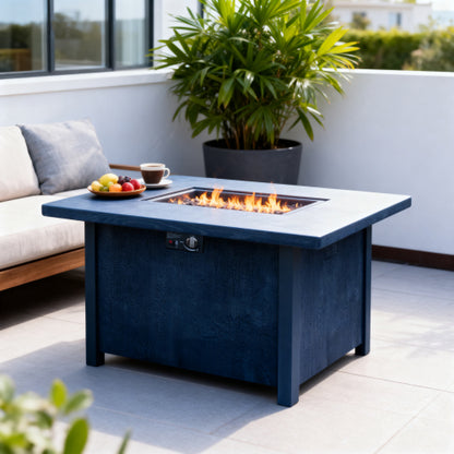 44" W x 25" H Outdoor Patio Propane Gas Fire Pit Table - 50,000 BTU High-temperature-resistant carving process for environmentally friendly materials with the effect of charcoal grain