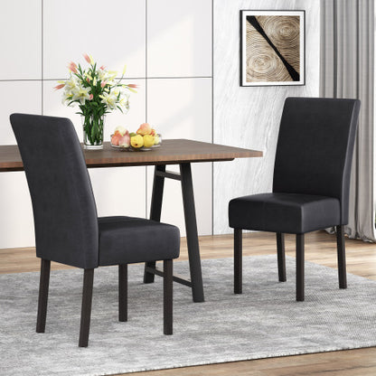 T-Stitch PU Leather Dining Side Chairs, Set of 2, Black