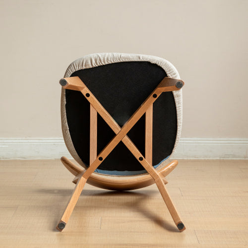 Set of 2 Natural Tone FAS Grade Oak Upholstered Dining Chairs, Removable Washable Cushion 47.5¡Á55.5¡Á78cm
