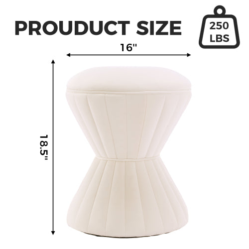 Velvet Ottoman Stool, Upholstered Vanity Chair Round Accent Footstool