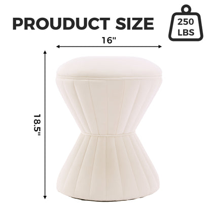 Velvet Ottoman Stool, Upholstered Vanity Chair Round Accent Footstool