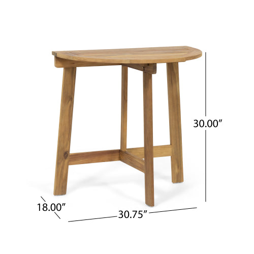 Outdoor Half-Round Folding Acacia Wood Bistro Table, Natural