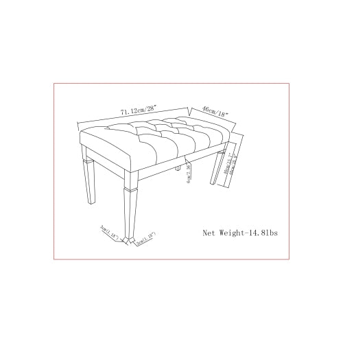 Small Tufted Ottoman Bench - Natural
