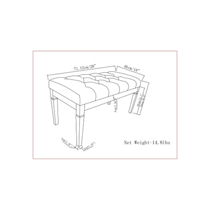 Small Tufted Ottoman Bench - Natural