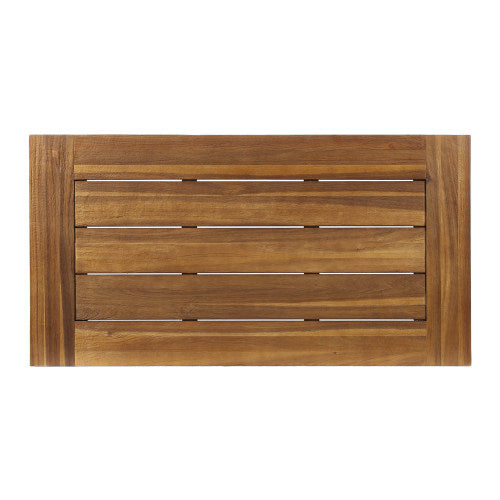 Modern Industrial Brown Acacia Wood Slat Coffee Table with Metal Frame