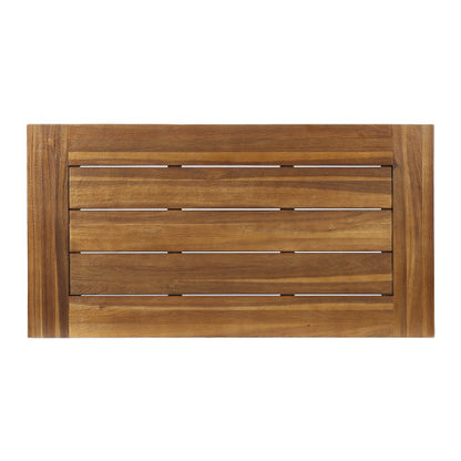 Modern Industrial Brown Acacia Wood Slat Coffee Table with Metal Frame