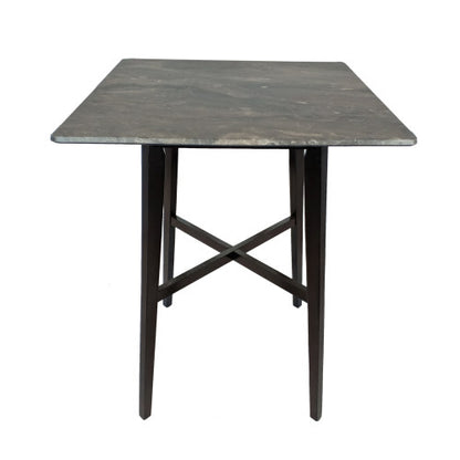 Modern Bar Height 42inch   Dining Table, Rubberwood Legs and Laminate Table Top, Paladina Marble Finish, Black