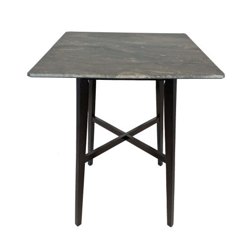 Modern Bar Height 42inch   Dining Table, Rubberwood Legs and Laminate Table Top, Paladina Marble Finish, Black