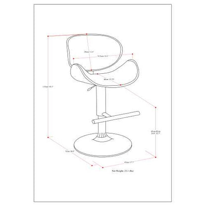 Adjustable Swivel Bar Stool - Black