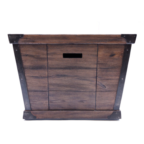 Outdoor Patio 24'' H x 32'' W Square Gas Burning Concrete Fire Pit Wood Pattern - Brown - 40,000 BTU (Tank Inside)