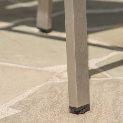 Outdoor 29.50" Rust-Proof Aluminum Barstools with PE Rattan Seat and Backrest, Set of 2, Silver & Grey