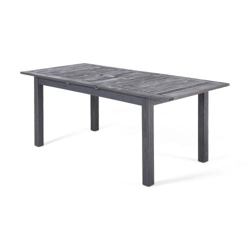 Outdoor Expandable Acacia Wood Dining Table, Dark Grey