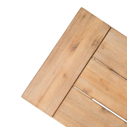 Outdoor Bench with Slat Panel Design and Acacia Wood Frame(Set of 2), Natural and Grey