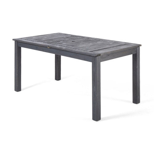 Outdoor Expandable Acacia Wood Dining Table, Dark Grey
