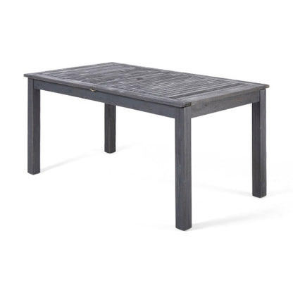 Outdoor Expandable Acacia Wood Dining Table, Dark Grey