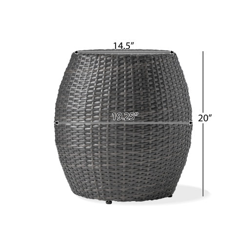 Outdoor Wicker 14.00" Patio Side Table
