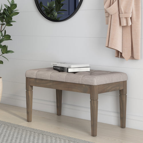 Small Tufted Ottoman Bench - Natural
