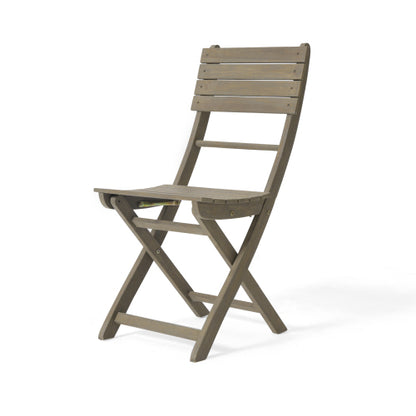 Outdoor Acacia Wood Folding Dining Chair (Set of 2),Grey