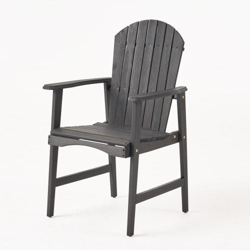 Outdoor Weather Resistant Acacia Wood  Dining Chairs (Set of 2), Dark Gray Finish