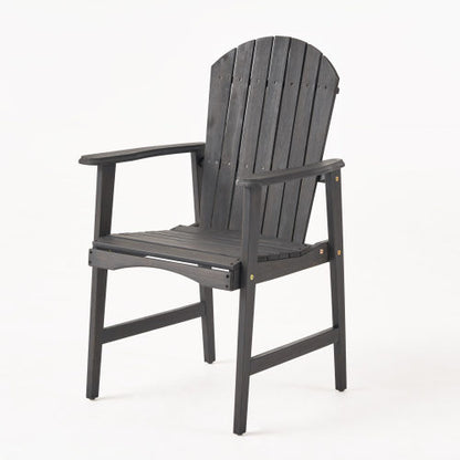 Outdoor Weather Resistant Acacia Wood  Dining Chairs (Set of 2), Dark Gray Finish
