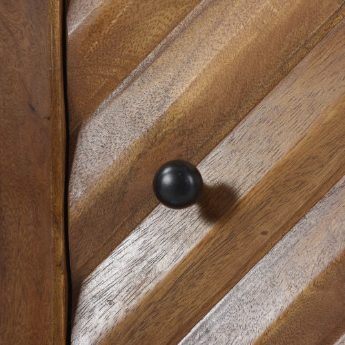 Mango Wood & Iron Accent Cabinet, Chevron Door, 17.5inchW¡Á15inchD¡Á21.5inchH