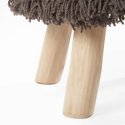 Handcrafted Wool & Cotton Boho Foot Stool Ottoman, Tufted with Metal Accents
