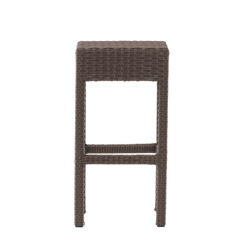Outdoor PE Rattan Backless Barstools, Set of 2, Dark Brown