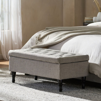 Tufted Storage Ottoman Bench with Solid Wood Legs, 40.94 inch