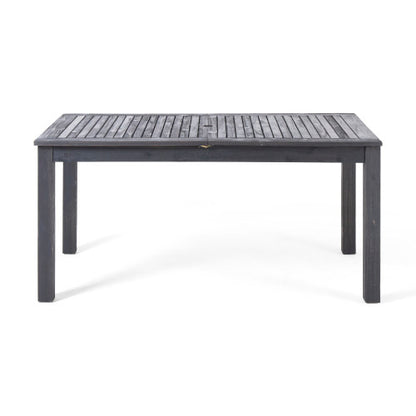 Outdoor Expandable Acacia Wood Dining Table, Dark Grey
