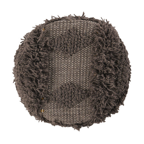 Handcrafted Wool & Cotton Boho Foot Stool Ottoman, Tufted with Metal Accents
