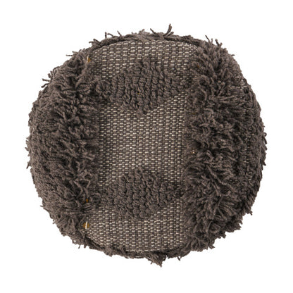 Handcrafted Wool & Cotton Boho Foot Stool Ottoman, Tufted with Metal Accents