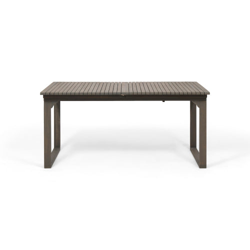Outdoor Expandable Acacia Wood Dining Table, Gray
