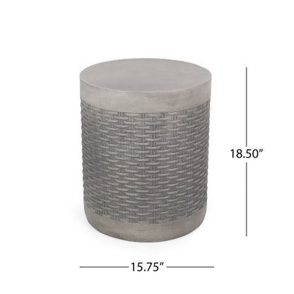 Outdoor Lightweight End Table Round Concrete Outdoor Side Table