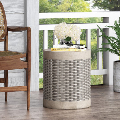 Outdoor Lightweight End Table Round Concrete Outdoor Side Table