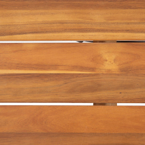 Outdoor Acacia Wood Metal Base Dining Table, Teak