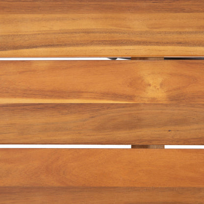 Outdoor Acacia Wood Metal Base Dining Table, Teak