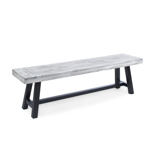 Outdoor Carlisle Benches, Sandblasted Light Gray + Black(Set of 2)