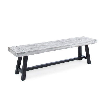 Outdoor Carlisle Benches, Sandblasted Light Gray + Black(Set of 2)