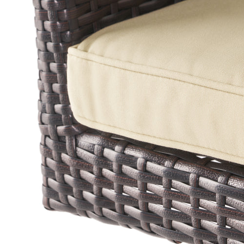 Modern Outdoor Multi-Brown Wicker Swivel Barstool with Tapered Legs, 1-Piece