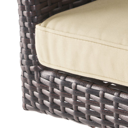 Modern Outdoor Multi-Brown Wicker Swivel Barstool with Tapered Legs, 1-Piece