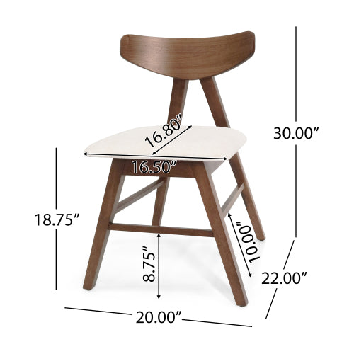 Set of 2 Mid-Century Dining Chairs, Rubberwood Frame Chairs with Curved Back & Splayed Legs