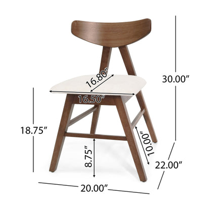 Set of 2 Mid-Century Dining Chairs, Rubberwood Frame Chairs with Curved Back & Splayed Legs