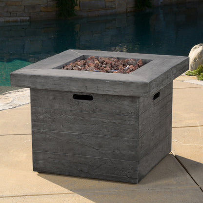 ANCHORAGE 32'' WOOD SQUARE MGO FIRE PIT GREY - 40,000 BTU