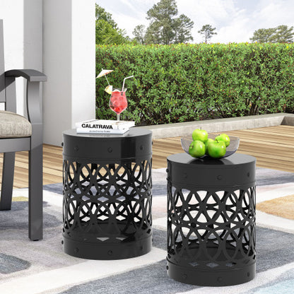 Outdoor Delight Powder-coated Iron End Table, Set of 2, Black