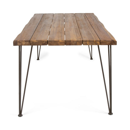 ZION INDUSTRIAL WOOD AND METAL RECTANGULAR DINING TABLE