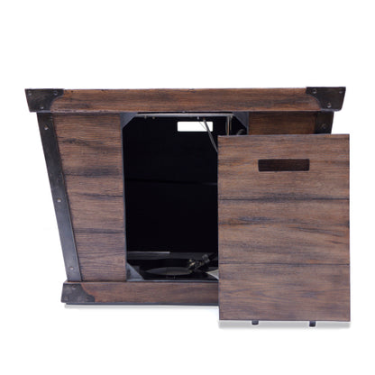 Outdoor Patio 24'' H x 32'' W Square Gas Burning Concrete Fire Pit Wood Pattern - Brown - 40,000 BTU (Tank Inside)