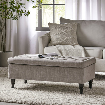 Tufted Storage Ottoman Bench with Solid Wood Legs, 40.94 inch